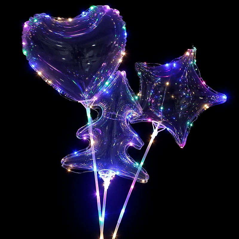 

New 10PCS Of Tree Star Love Heart LED Balloons Transparent Spherical Birthday Party Holiday Decorations Children Festival Gifts