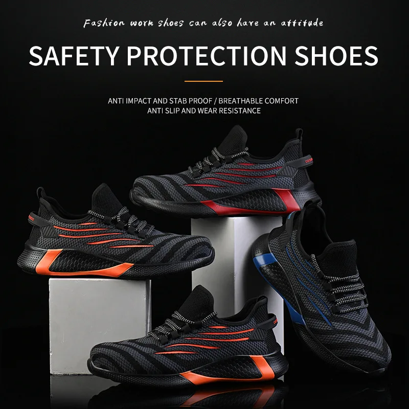 

Indestructible Shoes Men Safety Shoes Women Steel Toe Cap Puncture-Proof Boots Lightweight Breathable Couples Work Sneakers