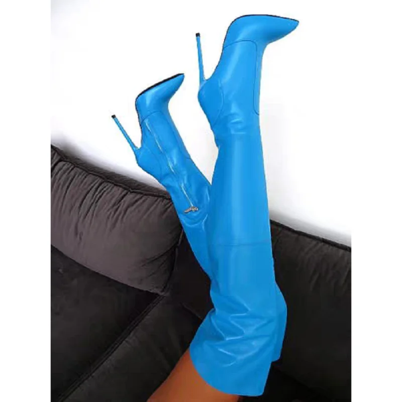 Оригинальные соблазнительные женские Сапоги выше колена сапоги на тонком