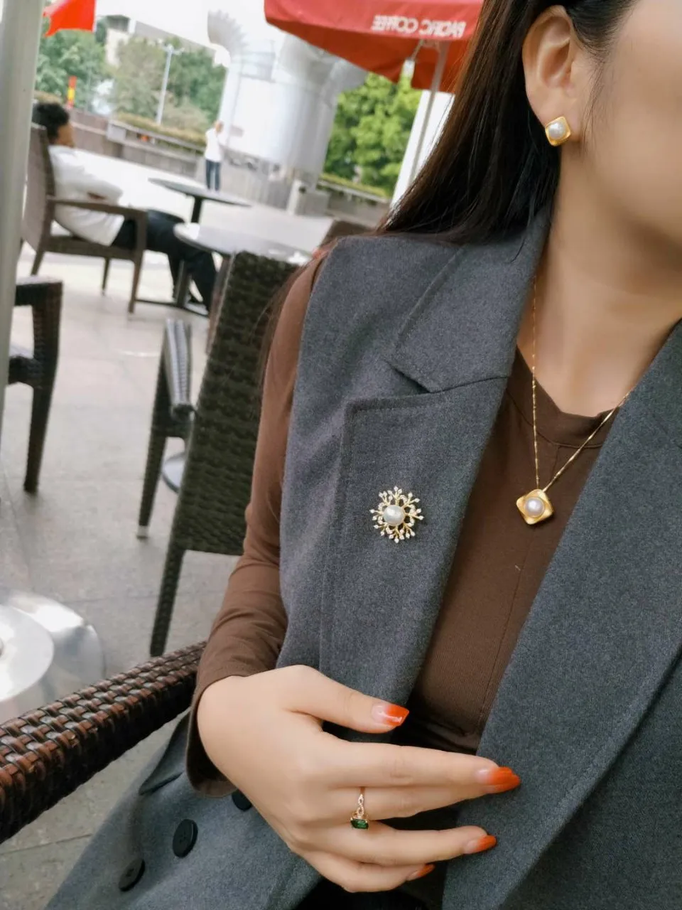 Женское колье и из матового стерлингового серебра 925 пробы с золотым покрытием |