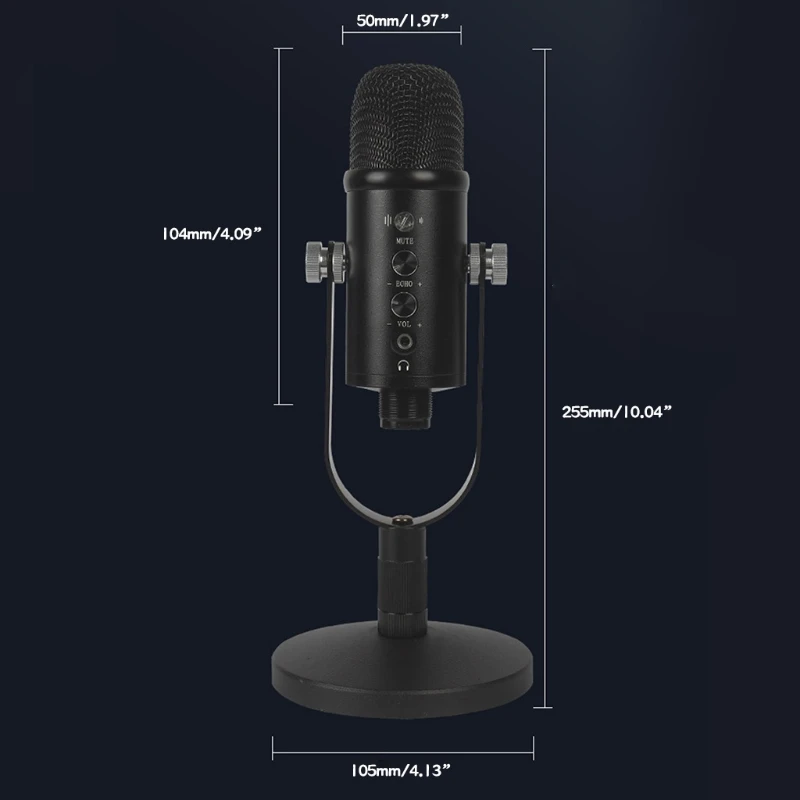 

E5BF USB Microphone PC Computer Podcast Condenser Cardioid Metal Mic Kit USB Microphone for Recording Gaming Singing YouTube