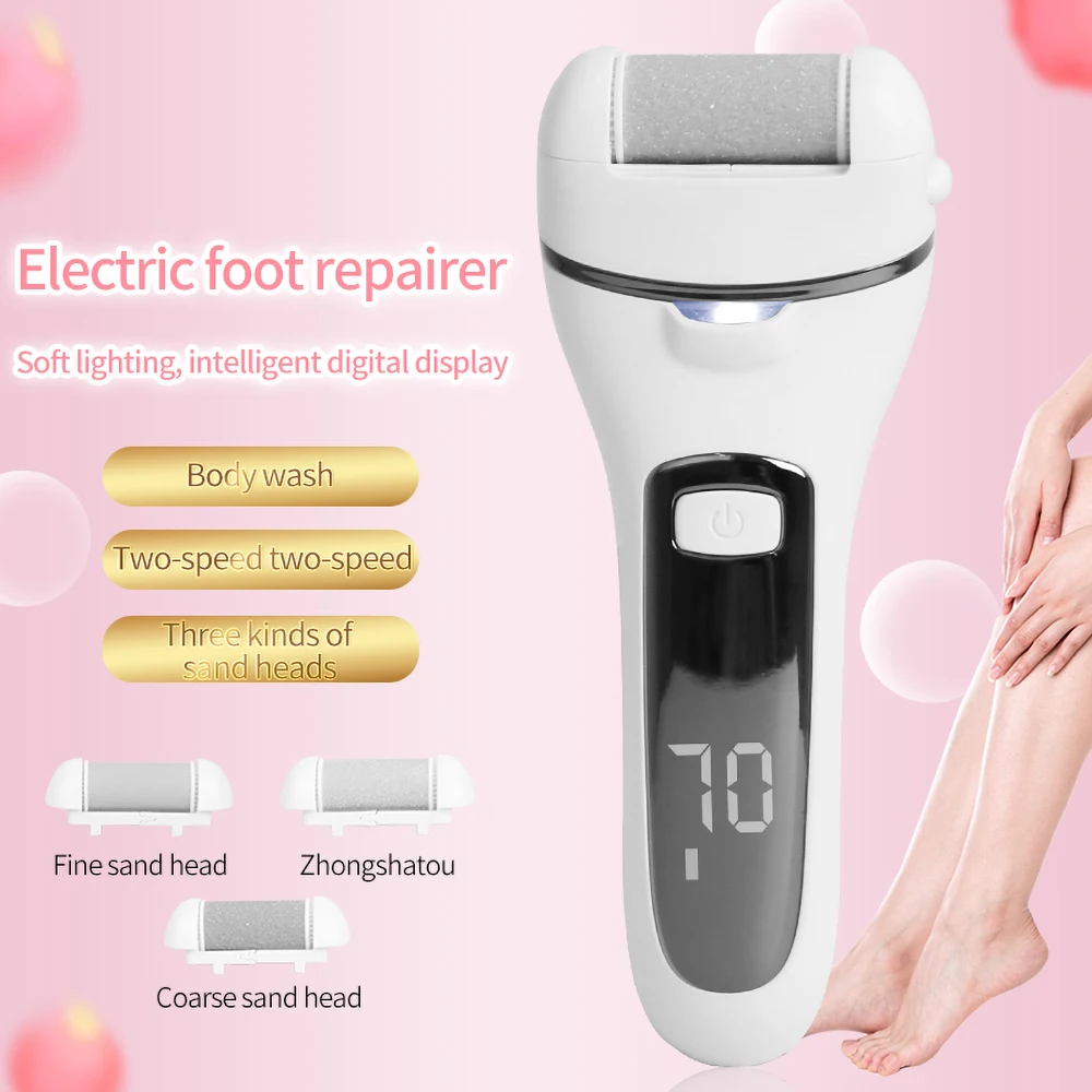 

Foot Care Tool with 3 Rollers Skin Care Feet Dead Dry Skin Removal Electric Foot File Callus Remover for Cracked Heels Cuticles