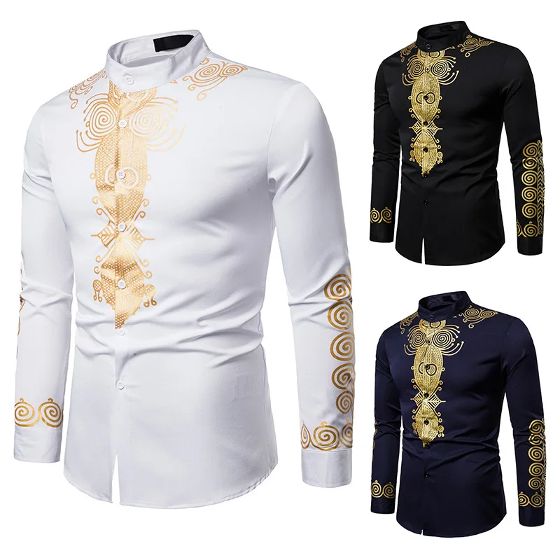 

Men Print African Print Dresses Rich Bazin Dashiki Long Sleeve T-shirt Traditional Fashion Style Adult Blouse Clothing DT1786
