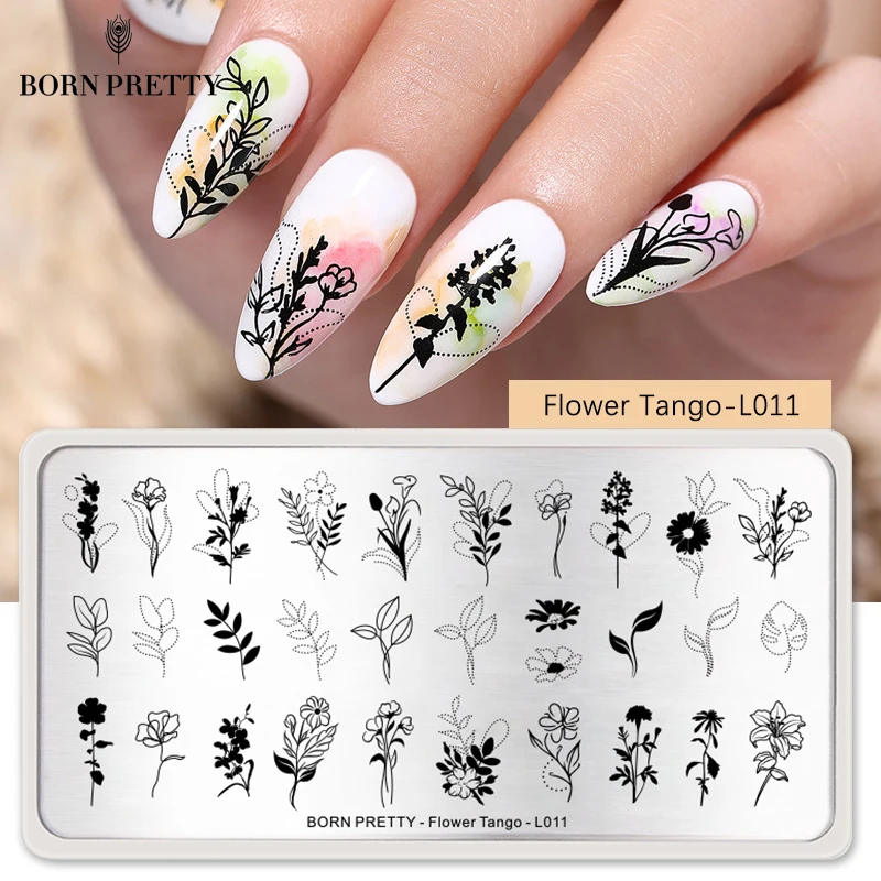 BORN PRETTY штамповка для ногтей линия и листья цветок дизайн ногтей доска StampingTemplate нержавеющая сталь Дизайн ногтя маникюрные