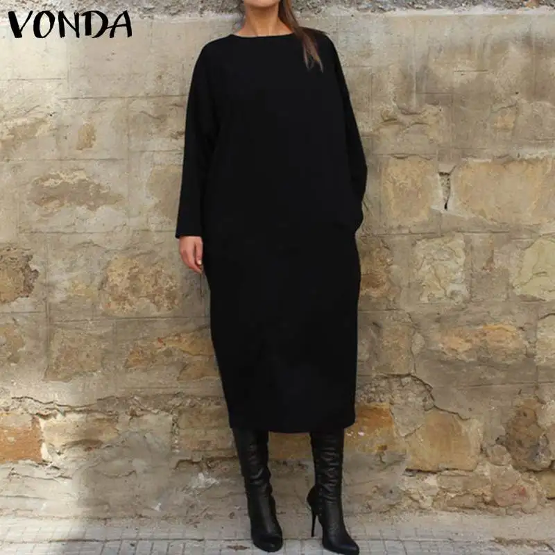 VONDA 2021 платье для беременных с длинным рукавом повседневное однотонное модное