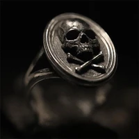 eyhimd vintage mens black 316l stainless steel crossbones skull ring for men male gothic punk biker jewelry gifts for him