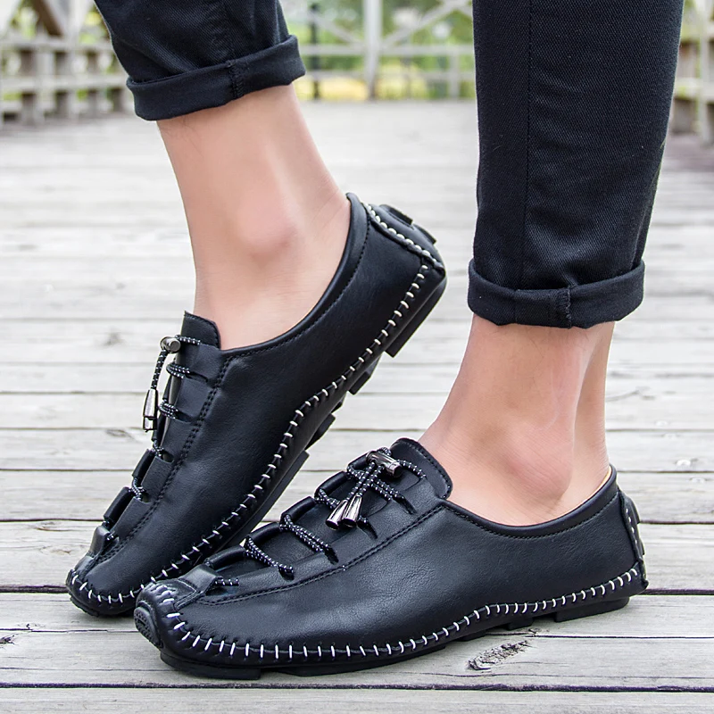 Мокасины мужские из натуральной кожи мягкие лоферы удобная обувь для вождения