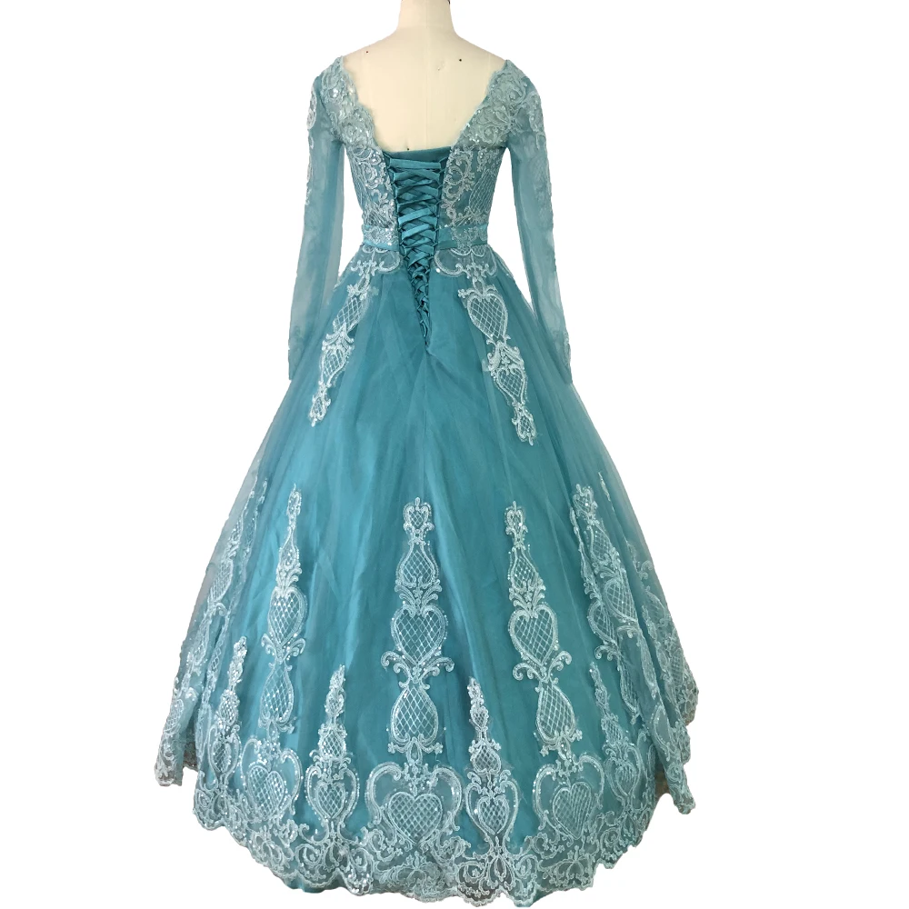 

YiMinpwp 2021 Ball Gown Quinceanera Dresses Boat Neck Lace up Back Floor Length Appliques Sequined Sweet 15 Prom Party Gown