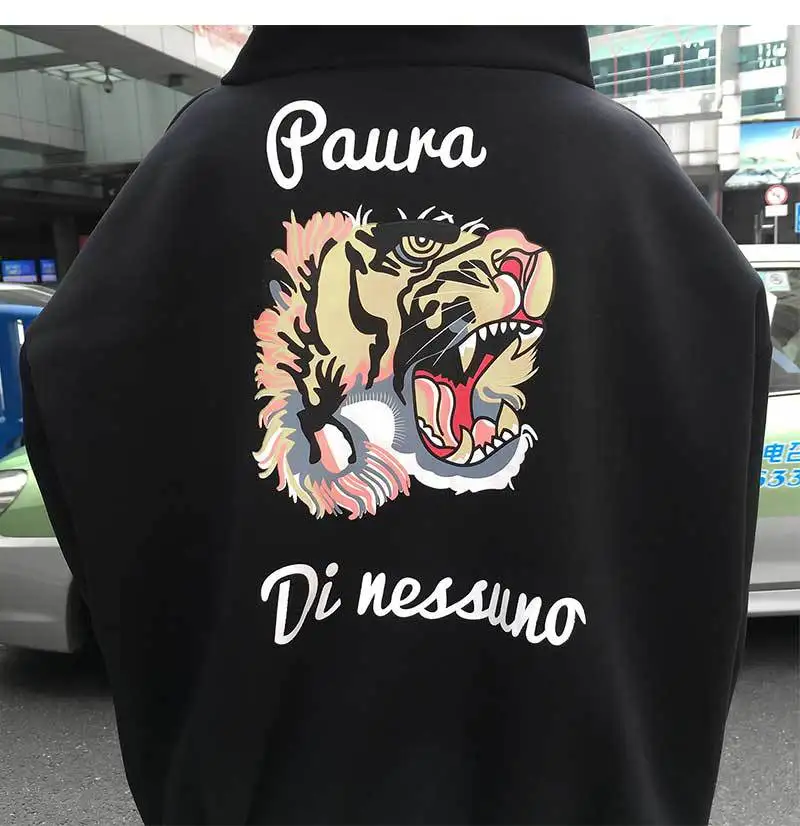 Осенние женские толстовки пуловер B толстовки Harajuku унисекс толстовки Femmes джемпер женский Вышивка Тигр печати mujer с капюшоном
