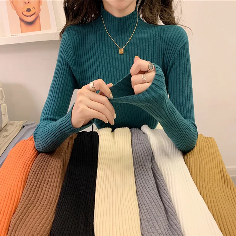 

Одежда, вязаные женские свитера, пуловеры, базовый женский джемпер на осень и зиму, облегающий женский свитер, дешевый пуловер с длинным рук...