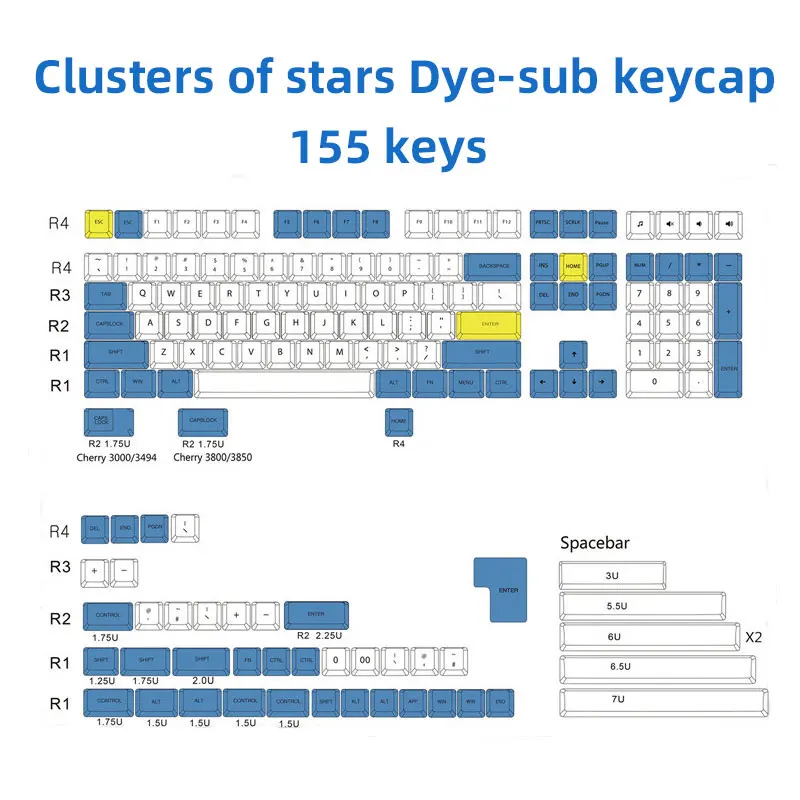 Clusters of stars Ethermal Dye сублимационные шрифты PBT keycap для 61/64/68/84/87/96/104/108 механической
