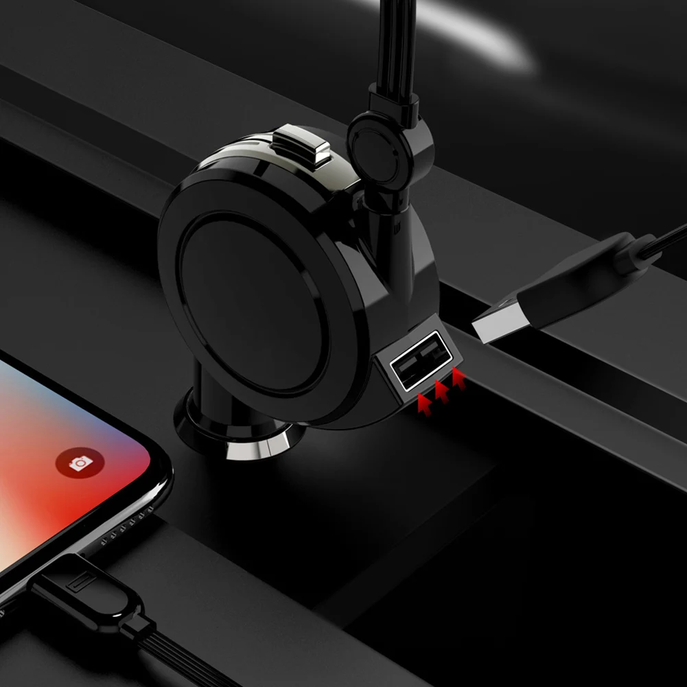 

3 In 1 Accessories Car Charger Retractable Cable Lighter Fast Charging Travel Data Adapter Adjustable Auto Mobile Phones Plug