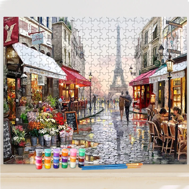 GATYZTORY-pintura por n&uacute;mero, rompecabezas, imagen de Par&iacute;s, calle por n&uacute;meros, Kits de paisaje, dibujo sobre lienzo, arte pintado a mano, decoraci&oacute;n del hogar-0