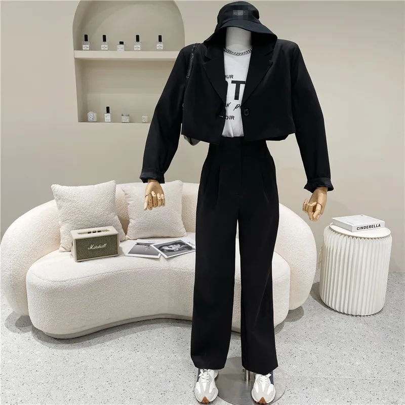 

Two Piece Set Women's Spring Summer Niche Design 2021 Fashion Casual Coat Wide Leg Pants Suit