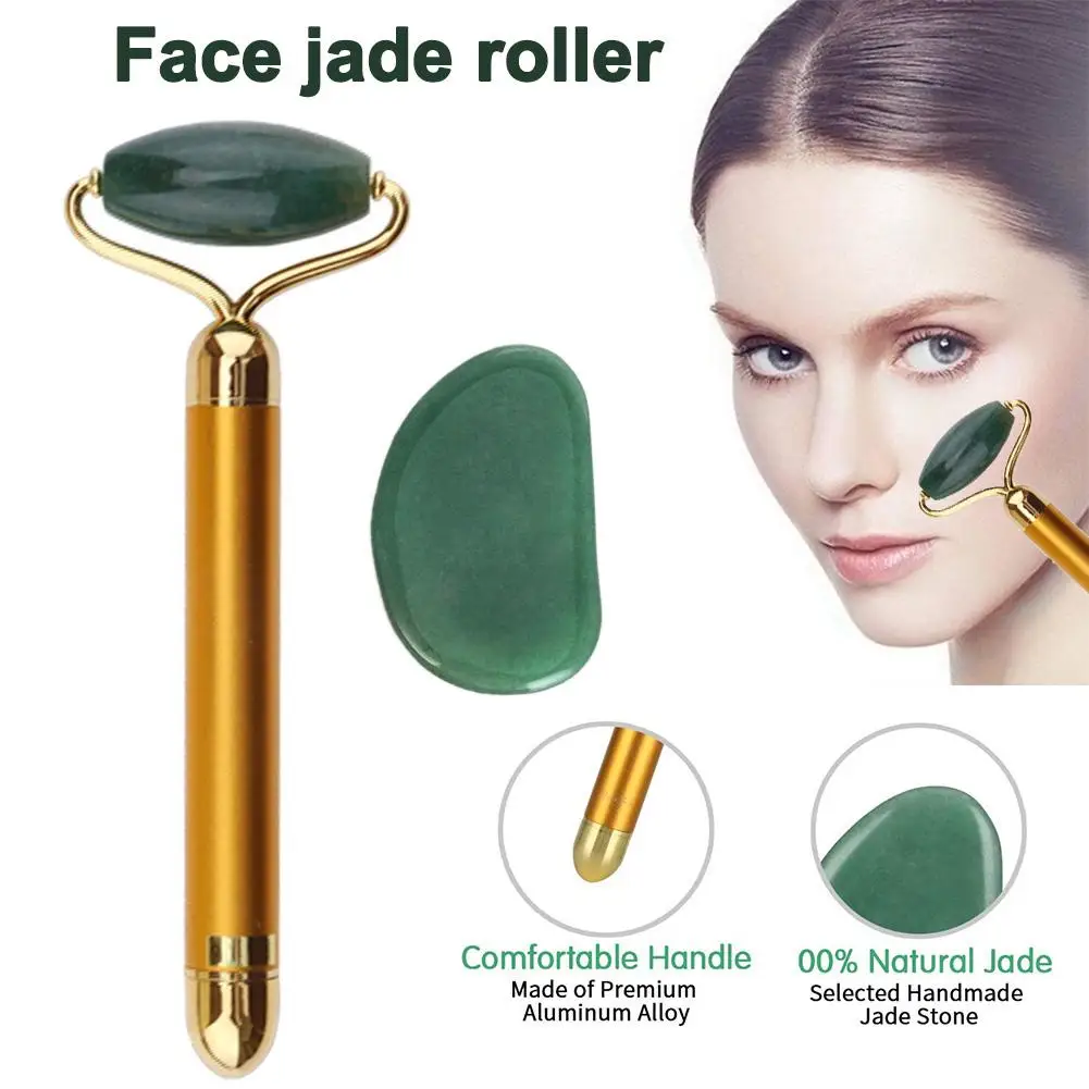 1 шт. портативный Электрический массажный ролик для лица Нефритовый похудения