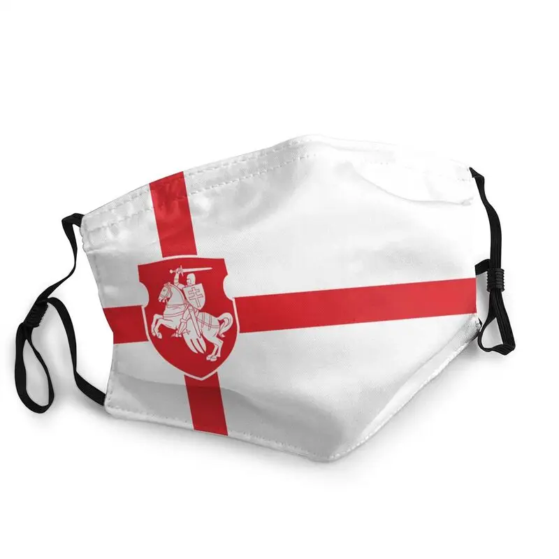 

Belarus Revolution Flag Non-Disposable Face Mask Unisex Belarusian Knight Coat of Arms Protection Cover Respirator Mouth Muffle