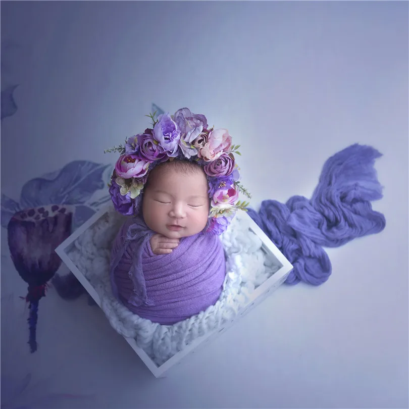 Винтажный цветочный чепчик с подсолнухом для фотосъемки новорожденных, ручная вязка, Цветочная шляпа для новорожденных девочек, реквизит для фотосессии, детская шляпка