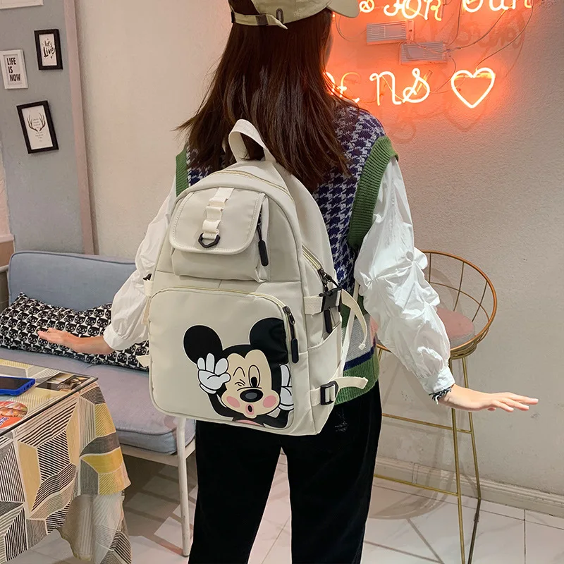 

Школьный рюкзак Disney, Корейская серия с Микки Маусом, водонепроницаемый нейлоновый вместительный практичный дорожный ранец