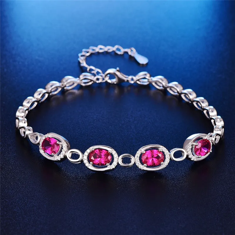 Браслет Шарм JQUEEN из серебра 100% пробы с красным Рубином 21 5 см 9 42 г 4 шт.|bracelet