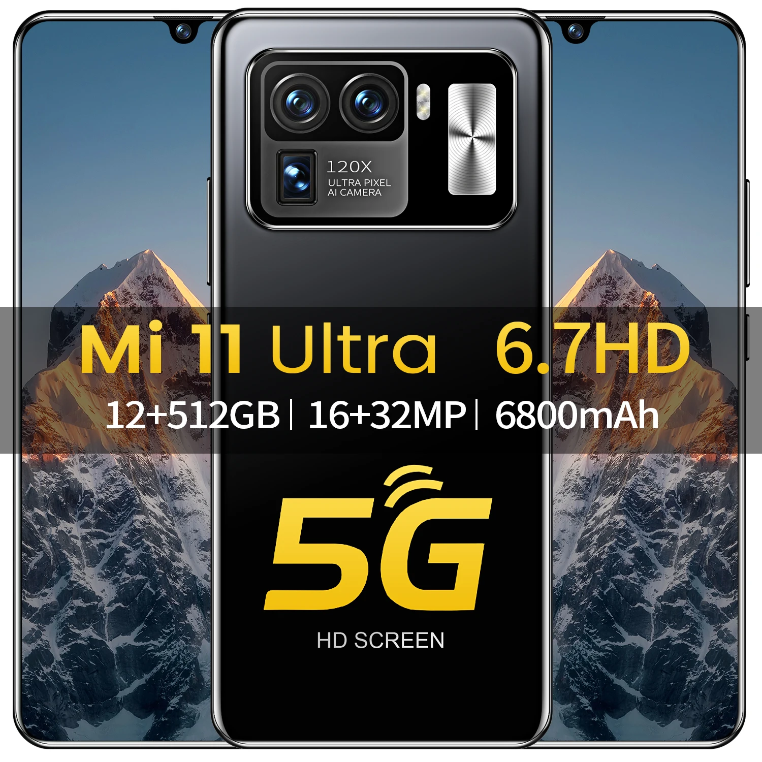 2021 Горячая глобальная версия Mi 11 ультра 6 7 дюймов смартфон разблокированый 6800