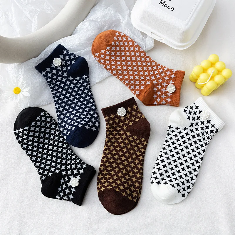 

3D цветы уличной моды с низким вырезом, носки-башмачки, хлопковые милые носки для женщин, японский, корейский, Стиль кавайные носки для дам