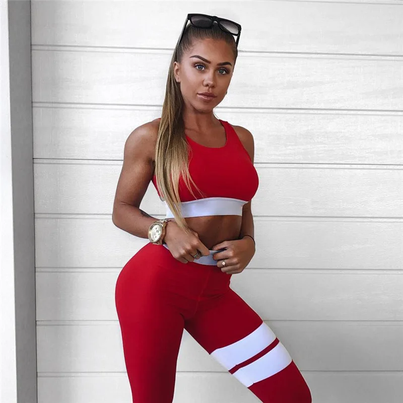 

European American hot style fitness clothes women's autumn winter new women's red sexy backless yoga sports suit leggings women