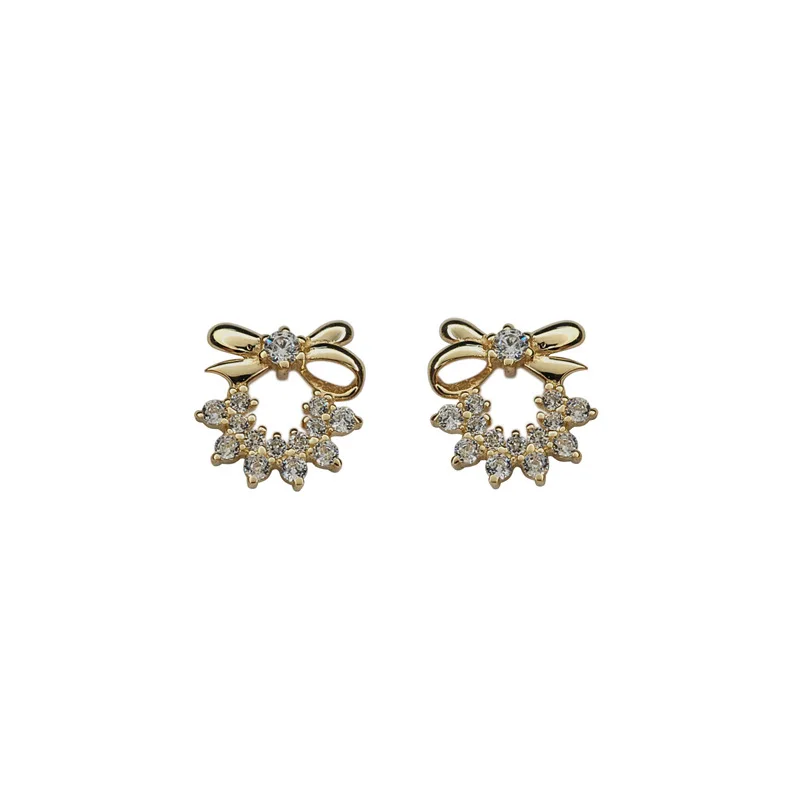

VENTFILLE 925 Sterling Silver Creative Pav Crystal Bow Stud Earrings Women Compact Temperament Wedding Party Jewelry