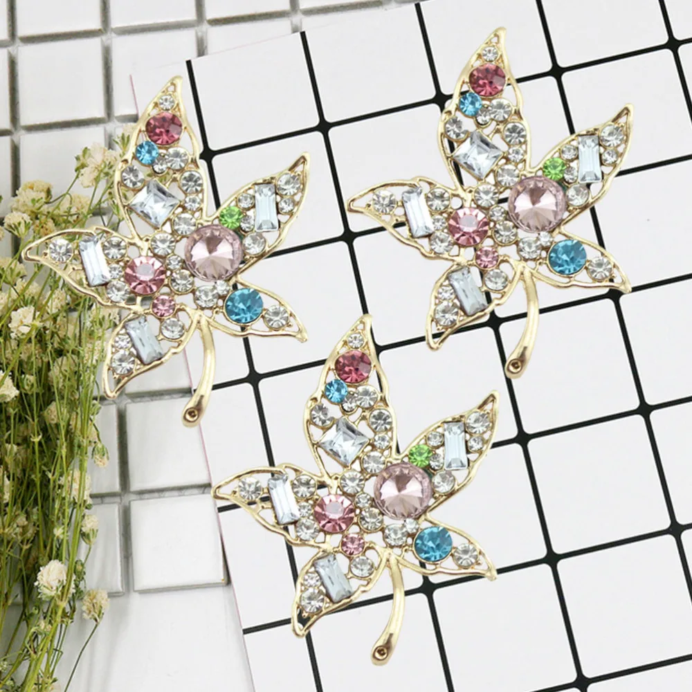 

3pcs Phone Cover Decoration DIY Rhinestone Inlaid Maple Leaf Phone Case Accessories