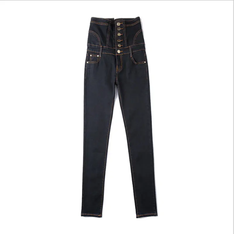 Джинсы женские Стрейчевые с завышенной талией и четырьмя манжетами | Женская