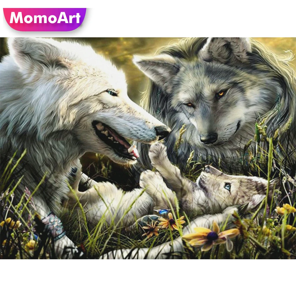 

MomoArt алмазов картина волк картины из Стразы Бриллиантовая мозаичная фигурка животного полный плацу вышивка Декор для дома