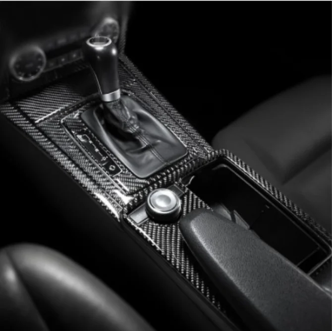 

Carbon Fiber Center Console Gear Shift Panel Cover Trim 6Pcs For Mercedes Benz C Class W204 2007-2013 Water Cup Frame Decoration
