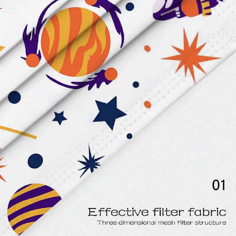 Маска одноразовая трехслойная Нетканая Пылезащитная и дышащая с мультяшным