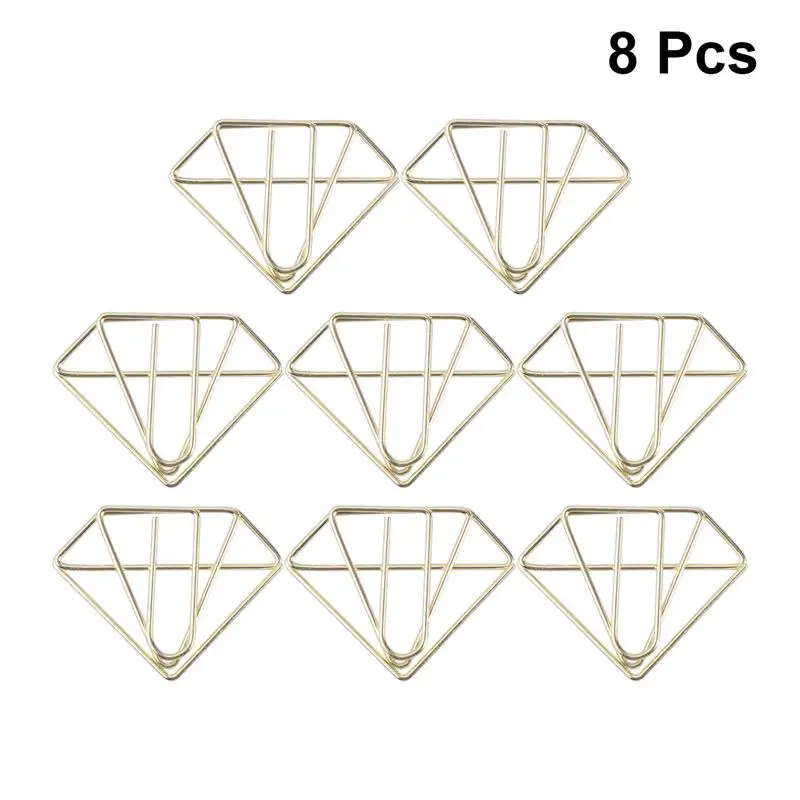 

8pcs Bright Diamond Paperclip Paper Clips Marking Bookmark Pin Stationery Diamond Paper Clip Office Stationery Paper Clip