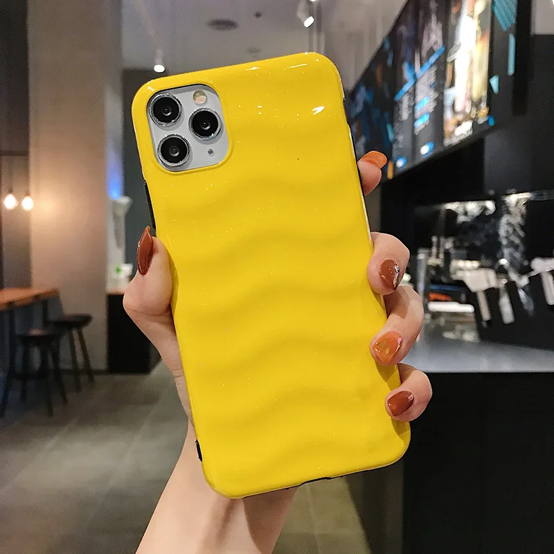 

XNCORN Protective Case Phone Case For Iphone11pro Xs Max Pure Color For Iphone 8plus Glossy Water Ripple Mobile