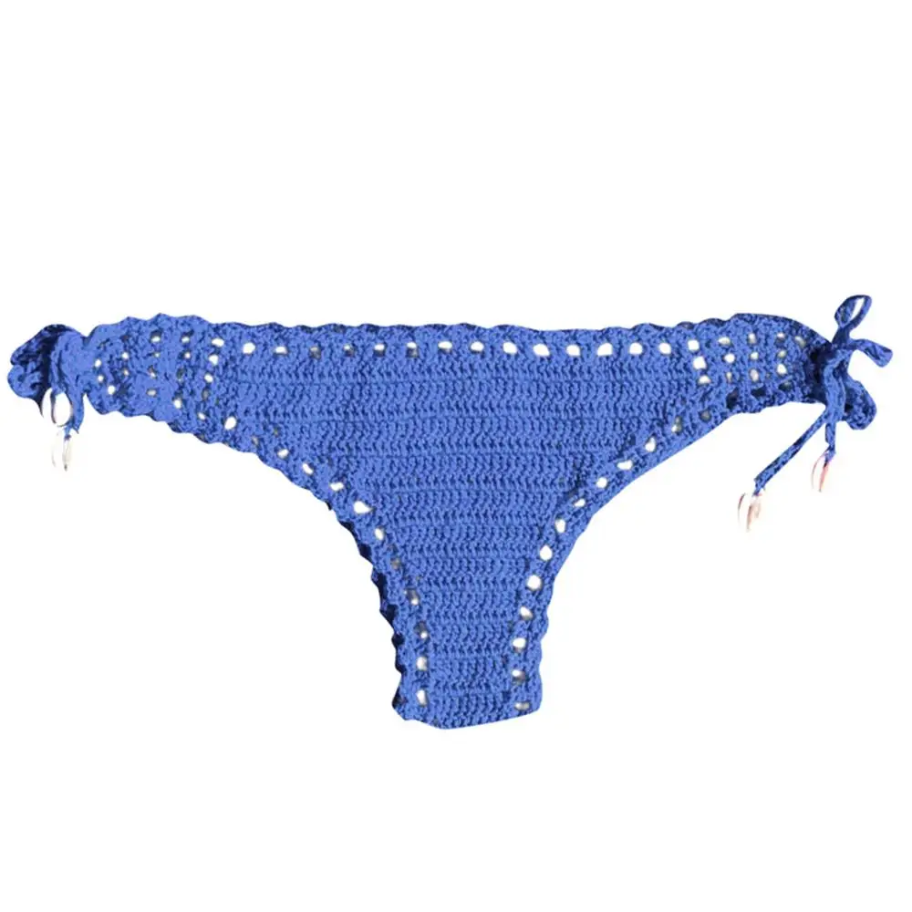 Summer Ladies Vintage Beach Crochet Panties Vacation Shell Bikini Swim Shorts Solid Low Waist Swimwear For Women 2020 Fashion | Спорт и
