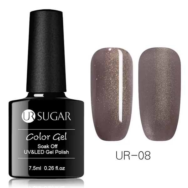 jelly brown8 Ur Sugar 7,5 мл голографический сияющий блеск темно-коричневые блестки для дизайна ногтей замочить от УФ светодиодный гель для ногтей маникюрный лак - Цвет: jelly brown8