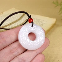 natural white jade hand carved brave troops safety button pendant simple retro temperament jewellery fashion for women men lucky