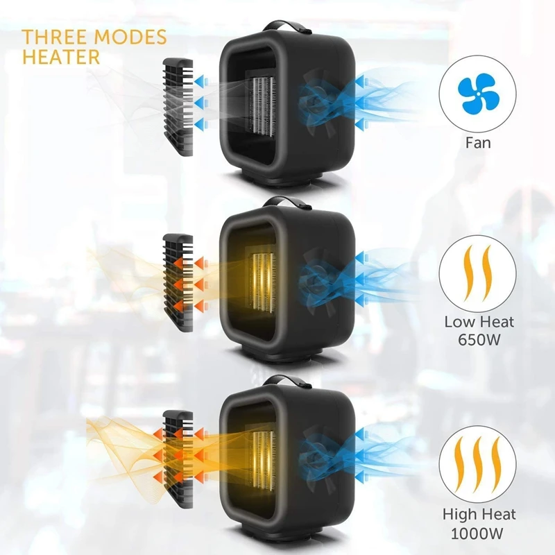 

1000W / 650W PTC Ceramic Space Heater, for Office and Home, EU Plug