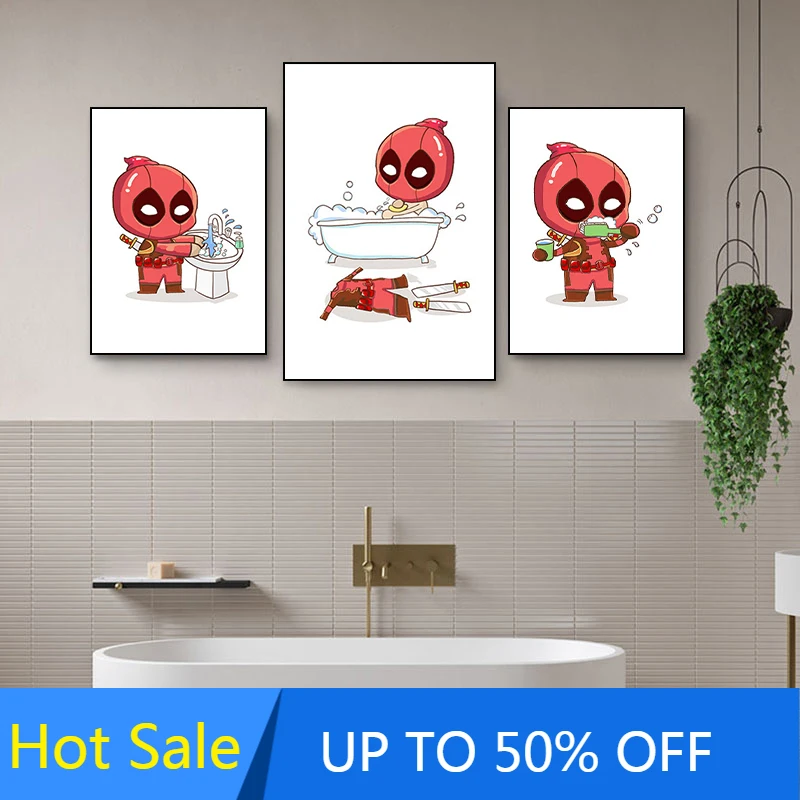 

Картина на холсте из аниме Marvel, настенное искусство, милые постеры и принты Капитана Америка в скандинавском стиле, украшение для дома, карт...