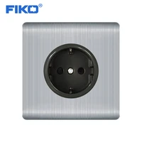 fiko 16a eu standard wall socket luxury power outlet stainless steel brushed silver panel electrical plug ac 110250v eu socket