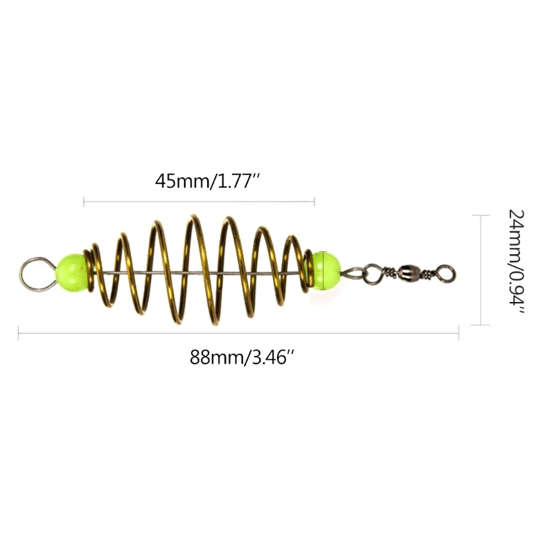 

X7AC 10PCS Luminous Carp Fishing Feeder Coil Inline Method Fishing Tackle Bait Thrower in-line Method Lures Cage Basket Baits