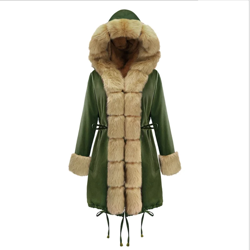 Army Green-Yellow Зимнее пальто для беременных женщин; куртка с меховым воротником и капюшоном; Одежда для беременных; Верхняя одежда; парки; Одежда для беременных; зимний комбинезон - Цвет: Army Green-Yellow