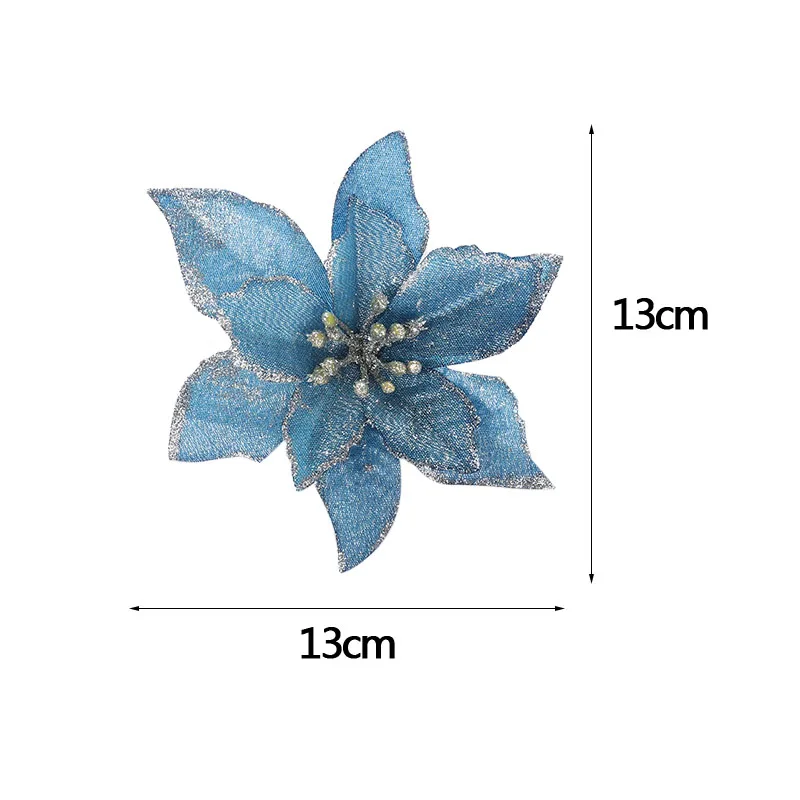 5 шт. рождественские украшения 13 см искусственные цветы блестки Poinsettia поддельные цветы для дома свадьбы Рождественская елка Декоративный цветок головы