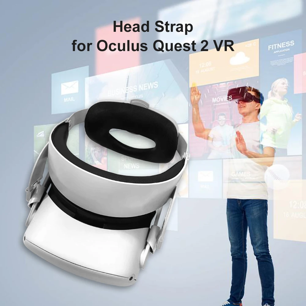 Adjustable Head Strap with Memory Foam Pad Cushion Foam Pad VR Helmet Accessories for Oculus Quest 2 VR Headset