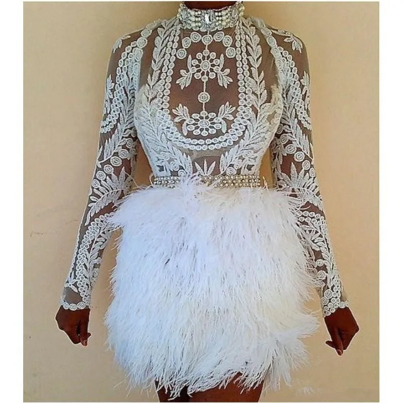 Иллюзия с длинным рукавом Короткие Выпускные коктейльные платья поясом со