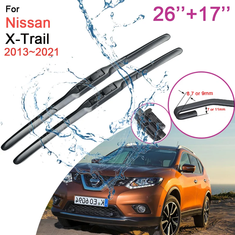 

Car Front Windshield Wiper Blades for Nissan X-Trail 2013 2014 2015 2016 ~ 2022 Two Frameless Rubber Snow Scraping Accessories
