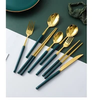 quality and trendy tableware cutlery sets 8pcs luxury stainless steel cutlery knives forks dessrt spoons table and kitchenware