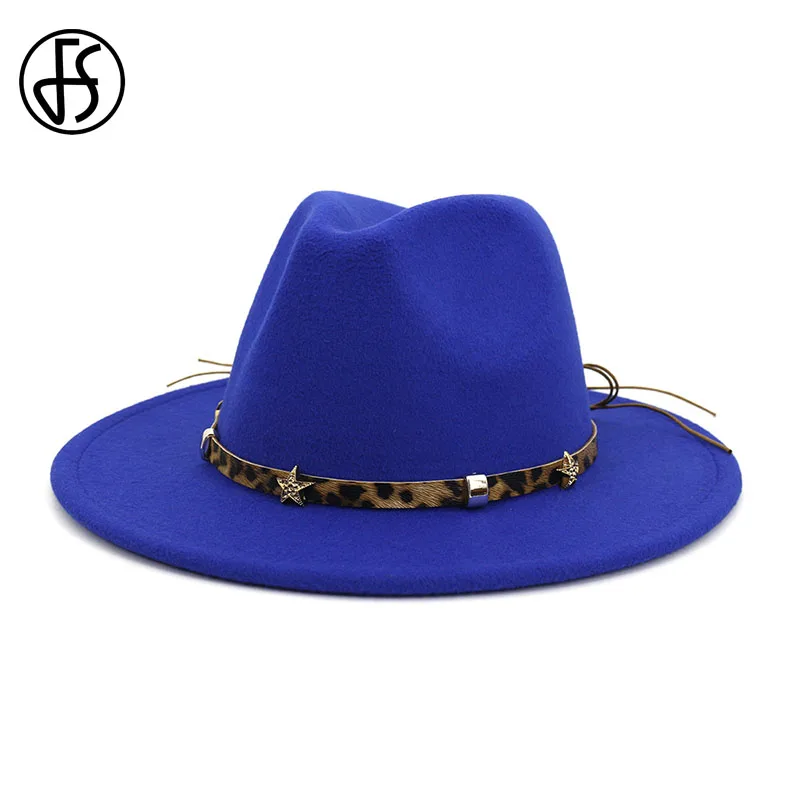 FS женская черная фетровая шляпа из шерсти с леопардовым принтом бантом на поясе