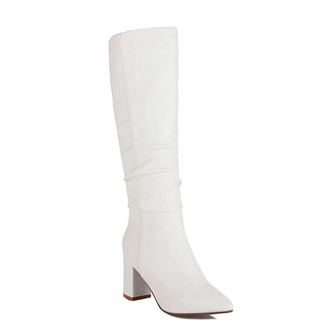 

2020 new style high heel thick heel 40-43 solid color high tube fashion Knight boots women