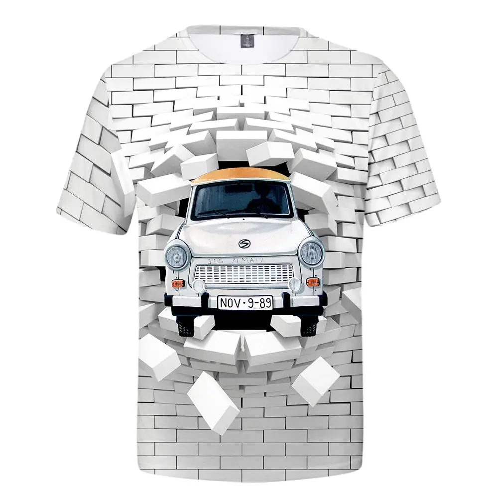 WAMNI модная футболка хип хоп с 3D принтом машины коротким рукавом Уличная одежда